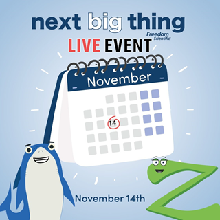Sharky and Zoomy announcing the date for the Next Big Thing live event. 